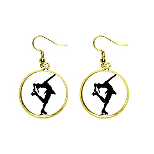 Pendientes de patinaje comodos y ligeros antialergicos dorados para danza de mujer