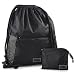 Foldable Gymsack Drawstring Bag - Water Resistant and Lightweight Nylon Packable Backpack with Drawcord Closure - Suits Men & Women Sackpack Tote Great for Travel, Gym, Fitness, Indoor/Outdoor Sports