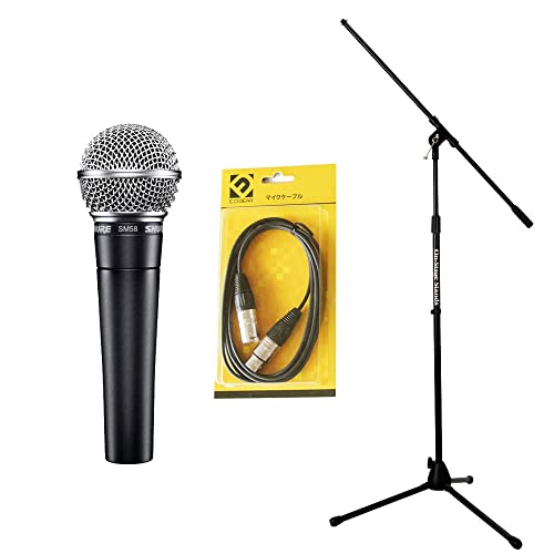 SHURE SM58LCE �~�j�R���T�[�g �e�����_�C�i�~�b�N�}�C�N�Z�b�g (�}�C�N+�P�[�u��+�X�^���h) 3�_�Z�b�g �V���A
