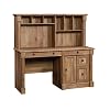 Sauder Palladia Computer Desk with Hutch Home Office Desk with Drawers File Cabinet Storage Drawer Cable Management Keyboard Tray in Vintage Oak Finish