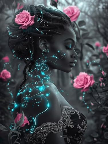 Diamond Painting Femmes 5D Roses - Kit Complet DIY Broderie Diamant Grand Format 80x110cm