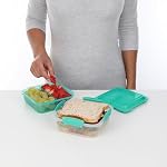 Sistema to GO Lunch Stack Square Lunch Box | 1.24 L Food Container with Bento-Style Compartments | BPA-Free | Colour May Vary