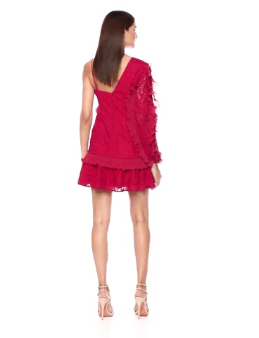 chinese dress ladies Red Floral Guipure Lace Tiered Maxi Dress - All Dresses main image 1