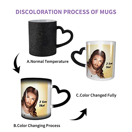 Yaateeh Heat Changing Sensitive Mug Jesus 11 Oz Magic Color Change Coffee Cup Ceramic Drinkware Mug #TOP2