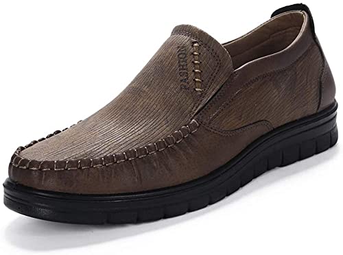 Mens Slip-on Loafers Casual Leather Shoes Walking Work Flats Breathable Lightweight Wear Resistant Canvas