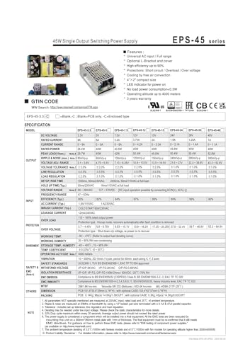 Alimentation à découpage CC EPS-45 haute performance de 45W à faible bruit