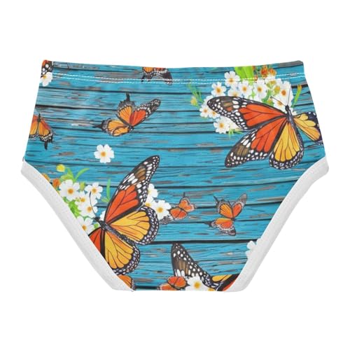 Butterflies Flowers Blue Panties for Girl Toddler Girls Underwear Cotton Bright Briefs Kids Undies 2t2