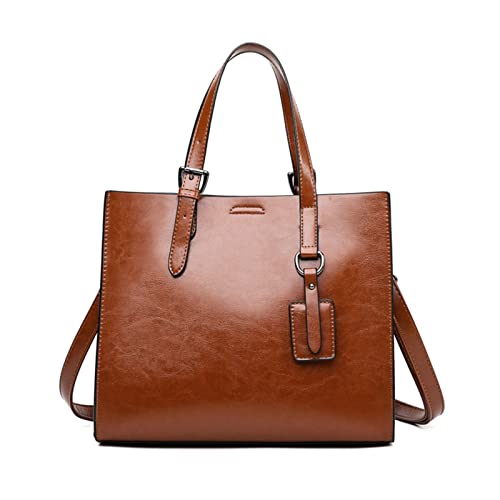 Solid Color Pendant Large Capacity Messenger Bagbag Tote Bag Große Lederhandtaschen und Geldbörsen für Frauen Schultertasche mit Tragegriff Hobo-Taschen (Brown) thumbnail