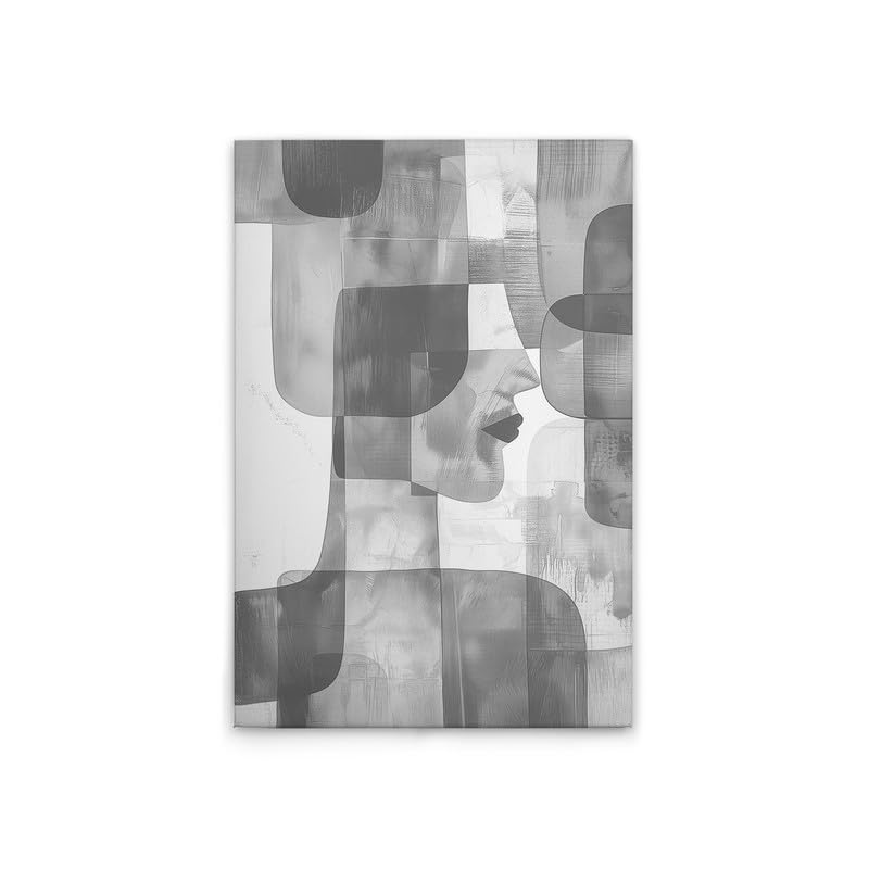 Impression sur toile visage abstrait gris blanc 60x90 cm DD133194