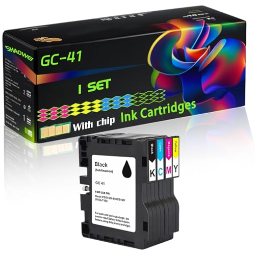 WZLAD GC-41 Compatible for Ricoh Ink Cartridges GC41 GC41K GC41C GC41M GC41Y 405761 405762 405763 405764 Aficio SG 3100SNW 3110DN 3110DNW 3110SFNw 3120BSFNw 7100DN Printers (1 Set)