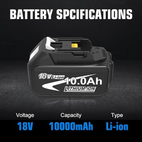 4X10.0Ah/10000mAh Ersatzakku für Makita Akku 18V BL1860B – Ansicht 2