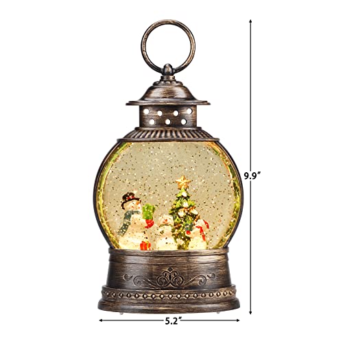 image for HOLYHOM Snow Globe Lighted Christmas Decorations, Snowman Family Chris