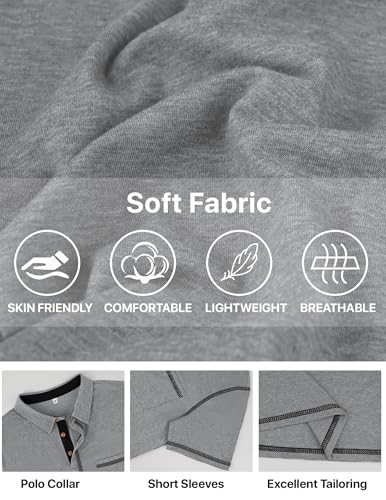 Image of Mens Polo Shirts Short Sleeve Casual Summer Lightweight Cotton Golf Polo Shirts with Pocket