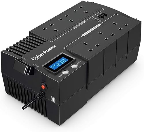 CyberPower BR1000ELCD-UK BRICs Series, 1000VA/600W, 6 UK Outlets (3 Surge only, 3 UPS and Surge), 1...