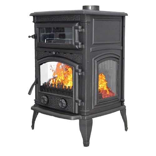 EIDER BIOMASA - CUÉLLAR IRON HORNO - Estufa de Leña 18,33 kW con Horno - Robusta y Eficiente 100x44x55 cm - hasta 277 m³ - Eficiencia Energética Clase A - Entera en fundición con triple visión fuego