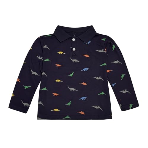 Image of Boys Dinosaur Graphic Collared Dress Polo Shirts for Child Toddler 2-7years