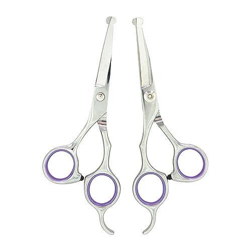 Grooming Scissors, Stainless Steel Dog Shears with Safety Rounded Tip, Dog Grooming Kit, Set of Two Dog Scissors in a Leather Cover, Professional Pet Shears Grooming Scissors, Stainless Steel Dog Shears with Safety Rounded Tip, Dog Grooming Kit, Set of Two Dog Scissors in a Leather Cover, Professional Pet Shears