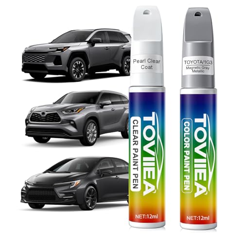 Toviiea Magnetic Gray Metallic(1G3) Touch Up Paint Compatible with TOYOTA 2-In-1 Car Scratch Remover Pen Car Paint Scratch Repair Kit for Scratches Chips & Nicks 2-PCS SET
