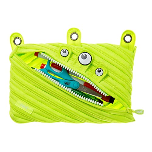Zipit Monster 3-Ring Binder Pencil Pouch, Large Capacity Pen Case For Kids And Teens, Made Of One Long Zipper! (Lime) #TOP3
