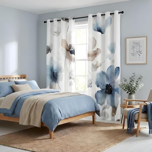 Sanzugh Boho Floral Blackout Curtains 84 Inch Long 2 Panels