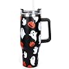 Whaline 40oz Fall Tumbler With Handle – Autumn Pumpkin Design, Stainless Steel, Insulated For Hot & Cold Drinks - View #8