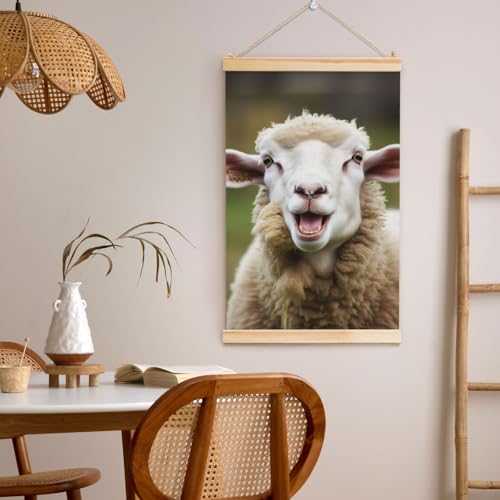 Cadre mouton rigolo pour mur vide | Toile déco prête à accrocher 91x61