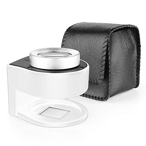 30X Loupe Magnifier With 6 Light,Desktop Portable Metal Magnifier Folding Scale Sewing Magnifing Glass For Textile Optical Jewelry Tool Coins Currency (White) #TOP5
