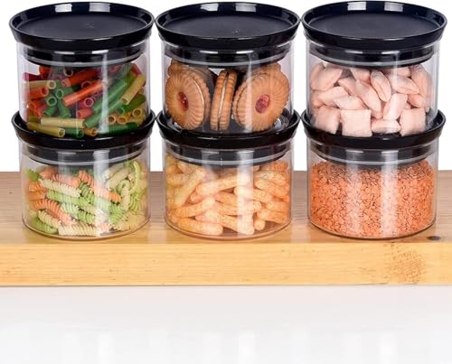 Image of HAPPI Multipurpose Unbreakable Plastic Transparent Kitkat Storage Containers For Kitchen Airtight Masala Box Dabba Spice, Cereal, Dry Fruits Spice Box 500 ML Round (Multicolor- Set of 6 Pcs)