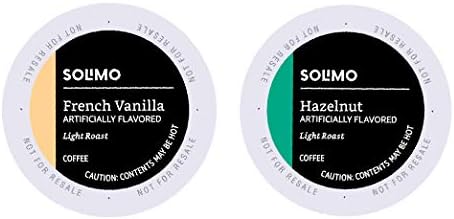 Amazon Brand - Solimo Variety Pack Light Roast Coffee Pods, Hazelnut and French Vanilla Flavored, Compatible with Keurig 2.0 K-Cup Brewers, 100 Count