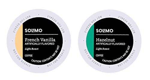Amazon Brand - Solimo Variety Pack Light Roast Coffee Pods, Hazelnut And French Vanilla Flavored, Compatible With Keurig 2.0 K-Cup Brewers, 100 Count #TOP20