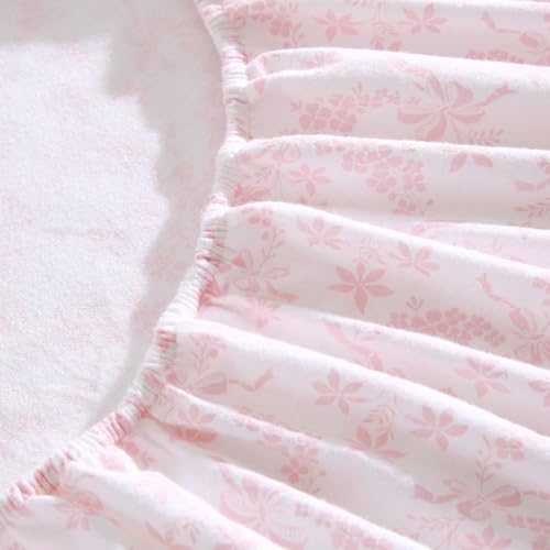 Image of Laura Ashley - Flannel Sheets Queen Size, Anti-Pilling & Wrinkle Resistant Cotton, Touchably Soft for All-Season Comfort - Bed Sheets with Matching Pillowcases & Fitted Sheet (Antoinette Pink)