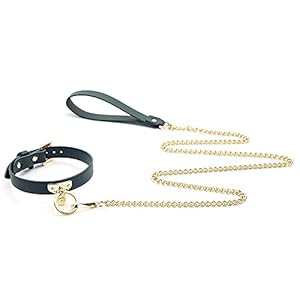ChicLSQ Lederen choker metalen ring halsband lederen halsband halsketting cirkel dames, gotische punk rock lederen band…
