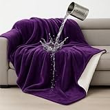 Tisancy Love Purple Waterproof Bed Blanket, Queen Size 80'' x 60'' Double Side Leakproof Reversible Sherpa Flannel Fleece 3 Layer Lightweight Red Blanket, Absorbs 50oz