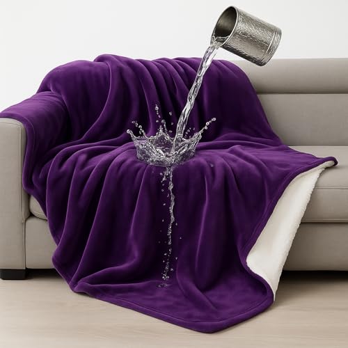 Tisancy Love Purple Waterproof Queen Bed Blanket 80"x60