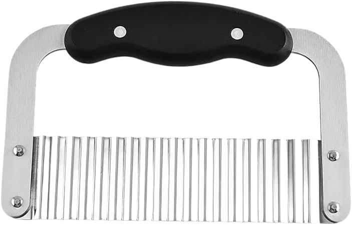 Cortador de mandolina con hoja ondulada de acero inoxidable, cortador de papas fritas de mano para papas fritas, papas fritas arrugadas y corte de