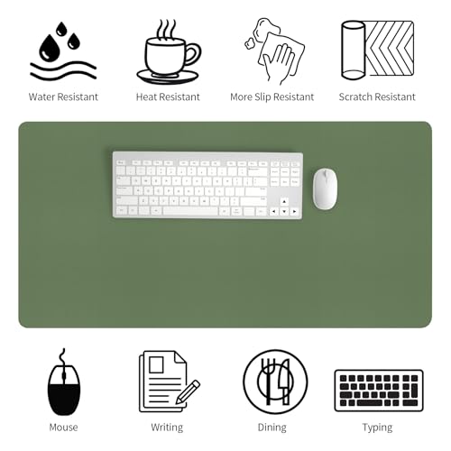 Image of Bloss Green Desk Mat, Desk Matt for Desktop, Large Leather Desk Pad, Desk Pad Mat Waterproof, Computer Mat for Office /Home /Decor /Desk Protector(31.5 x 15.7 Inches)