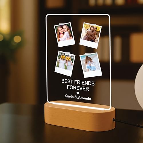 Image of Giftplease Customized LED Light Photo Frame for Friends | Personalized Lamp with Friendship Quote | Best Friend Gift for Birthday, Farewell, Friendship Day | Tabletop Frame 6x7.25 Inch FR 04�