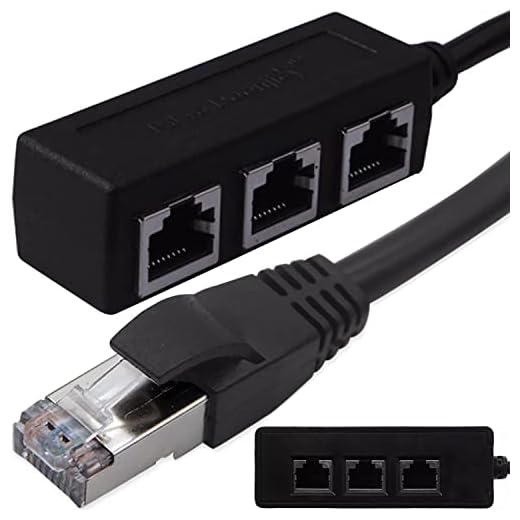 Retoo LAN splitter 1 auf 3, RJ45 Ethernet Splitter, Ethernet-Verlängerungskabelkabel, Transfer-Anschluss-Splitter, Netzwerk Splitter, 1 Stecker auf 3 Buchse, LAN Anschluss Verteiler
