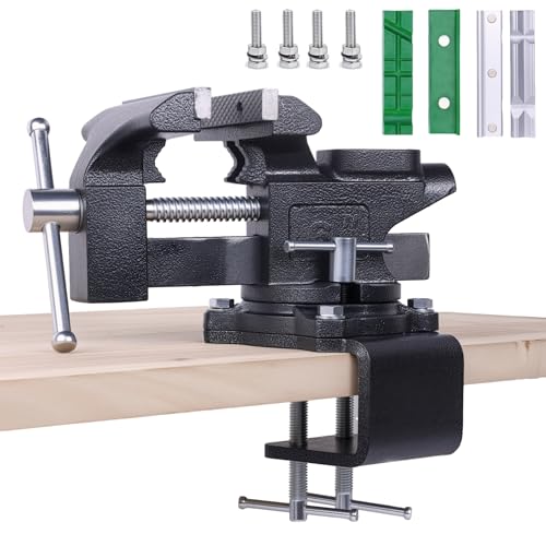 Bench Vise, 6' Jaw Width, Table Vise For Workbench,2-in-1 Multi-Purpose Heavy Duty Bench Vice With Two Multifunctional Jaws, 270° Swivel Base Home Vise for Woodworking, Welding and DIY