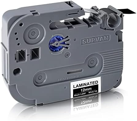 SUPVAN Label Maker Tape LP5120M Adapted Label Print Paper Size Continous 0.47in x 13.12ft Thermal Laminated Waterproof Self-Adhesive Multipurpose Labeling Tape Replacement Black