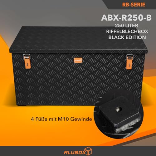 Alubox STRONG - BLACK EDITION ABX-R250 Aluminium Transportkiste aus 3mm Riffelblech 250 Liter in schwarz
