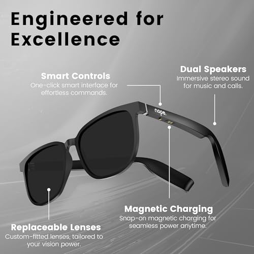 Image of Nope Vibe Smart Audio Glasses | Open-Ear Bluetooth Sunglasses with Immersive Sound, 10H Playtime, Button Controls, Voice Assistant, Rapid Charge, UV Protection