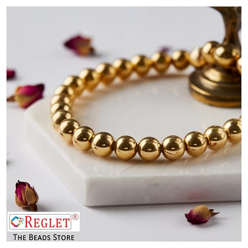 Image of 350 Pcs Golden Pearl Beads for Jewellery Making Kit | Bead Bracelet Making for Women Girls Kids | Crystal Beads for Craft | Pearls for Craft | 10mm | 200g