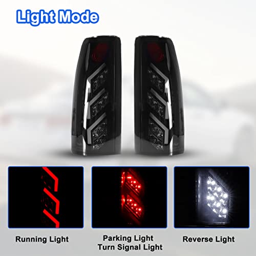 Roxx Full Led Tail Lights Assembly For 1988-1999 Chevy C/K 1500 2500 3500/1992-1999 Chevy Suburban/Tahoe, 1988-1999 Gmc C/K 1500 2500 3500/1992-1999 Gmc Suburban/Yukon (Smoke #TOP6
