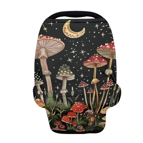 Image of Youngerbaby Mushroom Baby Car Seat Cover Nursing Breastfeeding Scarf Shawl Stretchy Infant Carseat Canopy for Stroller High Chair Shopping Cart Newborn Shower Gift