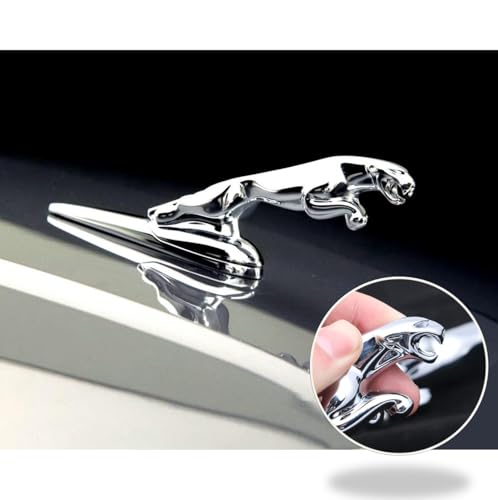 Image of 3D Hood Emblem Compatible with XE XF XJ F-Type F-Pace, Chrome and Black Finish, Classical Design, Car Accessories (Chrome L)