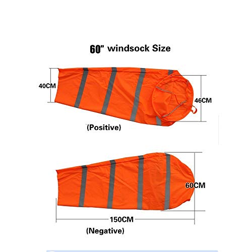 Qishi Airport Windsock Rip-stop Outdoor Rainbow Wind Measurement Sock Bag with Reflective Belt(30" 40" 60") (60")
