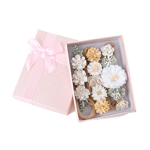 Mligril Baby Girl Flower Headbands Set-Elastic Hair Band Crown Flower Wraps For Newborn Infant Toddler 3Pcs #TOP6