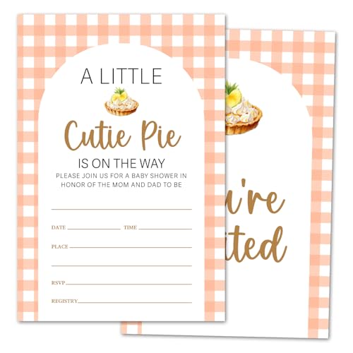 oayGnay Little Cutie Pie Baby Shower Invitations, 25 Set Baby Shower Invites With Envelopes for Boys Girls, Baby Announcement Gender Reveal Invitation Cards Party Supplies Decorations -A04