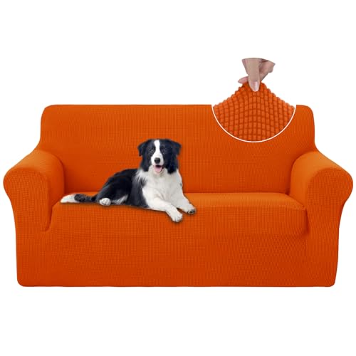 U-NICE HOME Oversized Stretch Loveseat Couch Cover, Orange